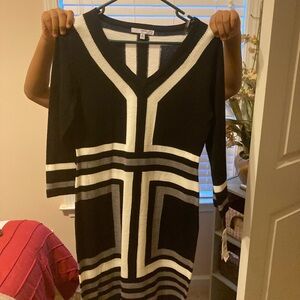 Studio Black and White Long Sleeve Dress